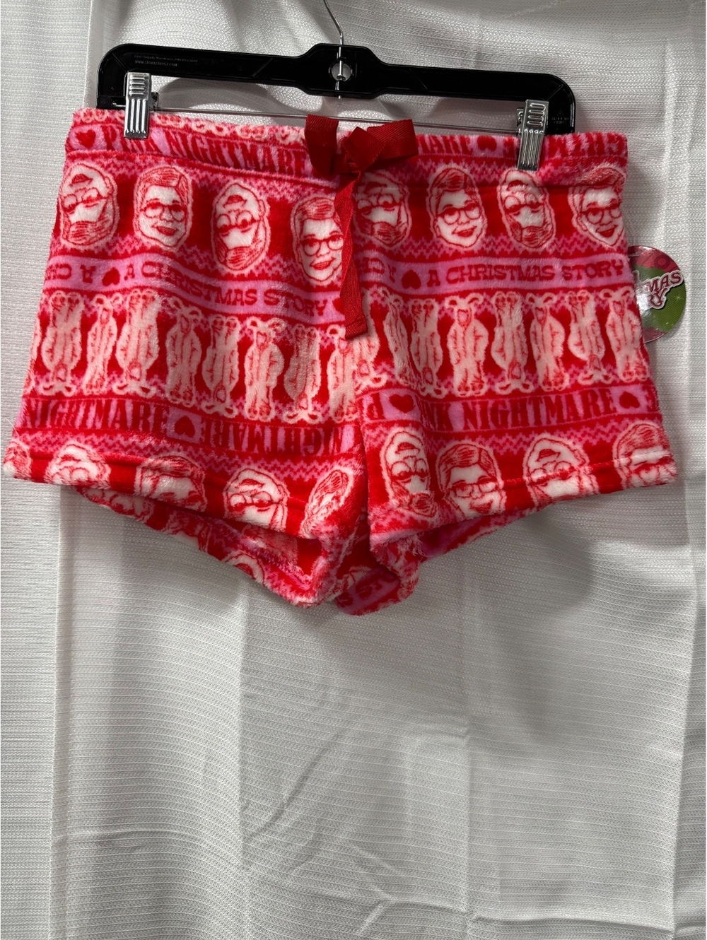 A Christmas Story Fuzzy Lounge Shorts XL Red Pink Holiday Theme